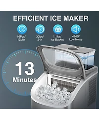 Cowsar 30Lbs/Day Home Portable Cube Ice Maker Includes Ice Scoop and Basket, Grey