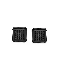 Bling Jewelry Black Geometric Square Pave Cz Cubic Zirconia Stud Earrings Plated .925 Sterling Silver