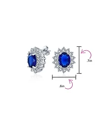 Bling Jewelry Classic Crown 1.5 Ct Cz Stud Earrings Simulated Sapphire Silver Brass