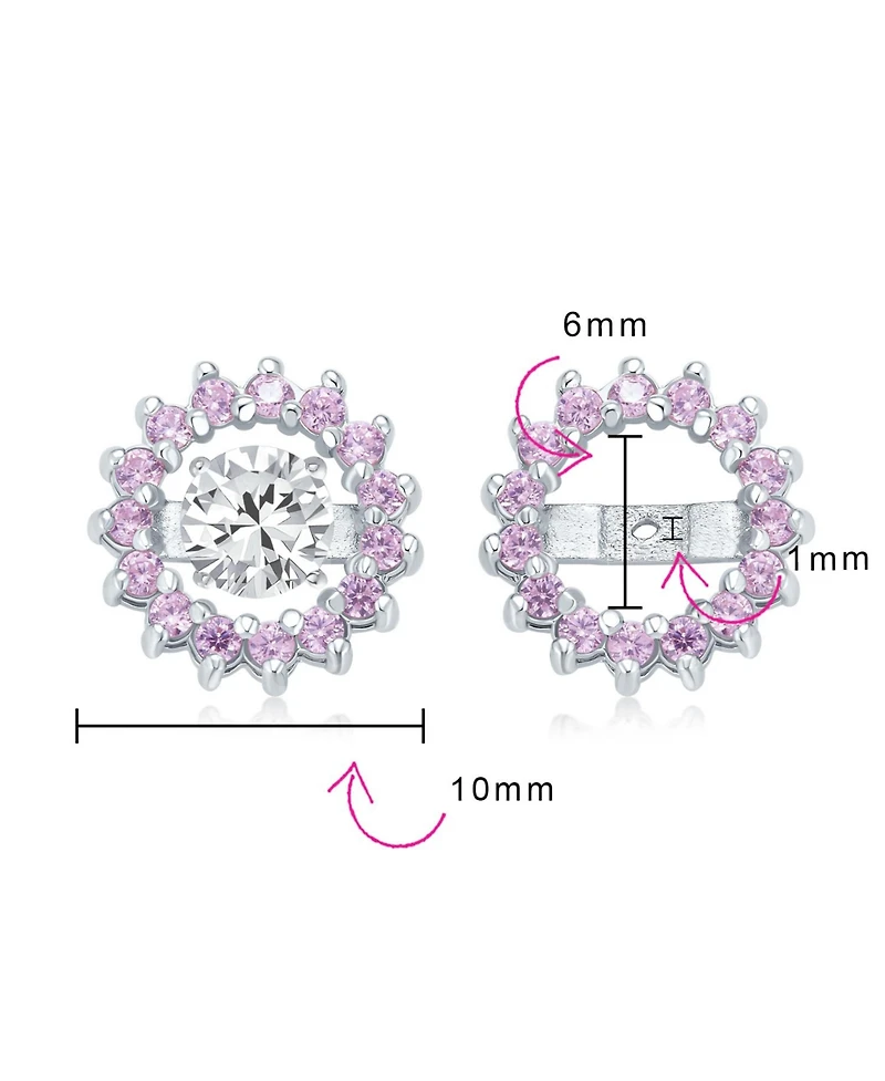 Bling Jewelry Removable Cz Halo Earring Jackets for Studs Gold Plated Sterling Silver