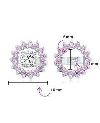 Bling Jewelry Removable Cz Halo Earring Jackets for Studs Gold Plated Sterling Silver