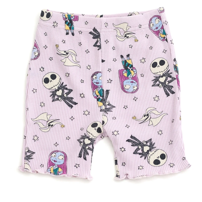Nightmare Before Christmas Little Girls Ribbed Peplum T-Shirt and Shorts Outfit Set