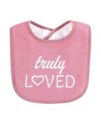 Hudson Baby Infant Girl Cotton Terry Drooler Bibs with Fiber Filling, Cutest Family, One