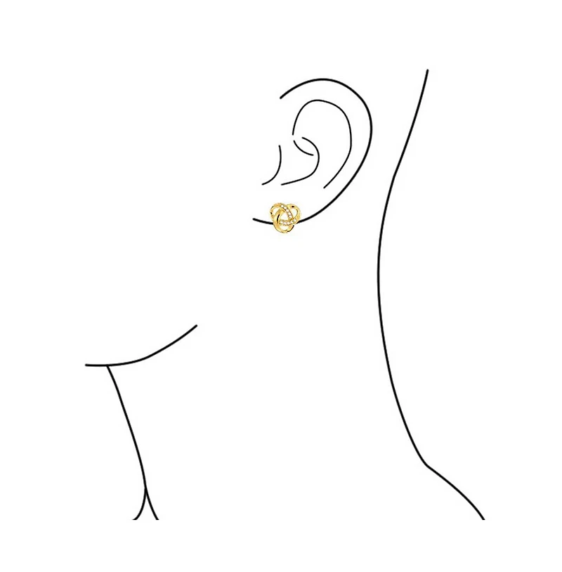 Bling Jewelry Pave Cz Interlocking Open Cable Love Knot Cubic Zirconia Stud Earrings Rose Gold Plated Sterling Silver