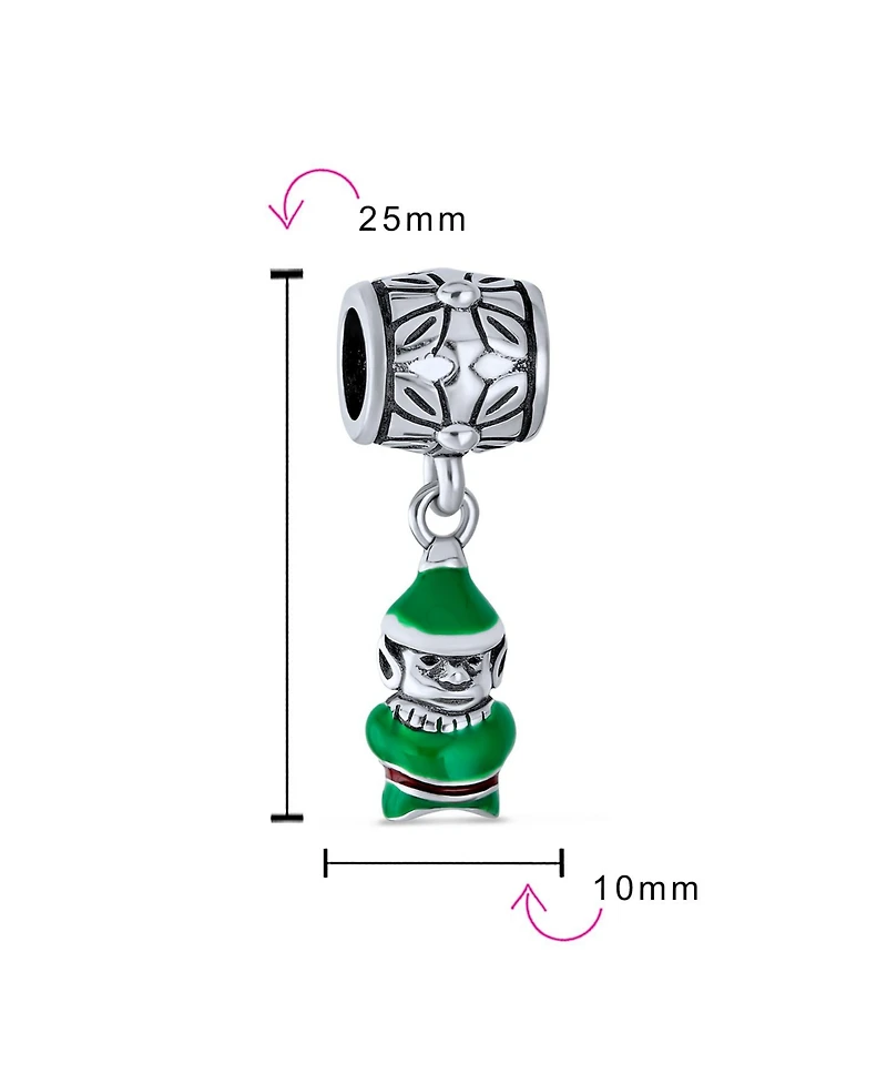 Bling Jewelry Christmas Charm Bead Santa Helper Elf Enamel European Bracelet Sterling Silver