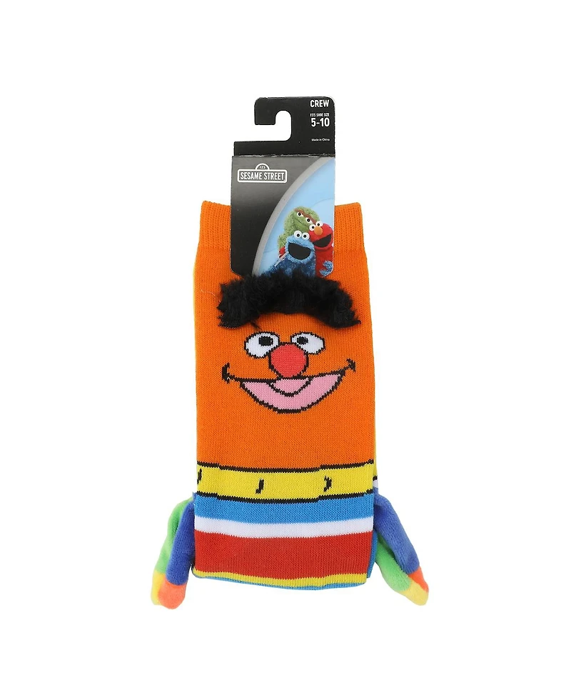 Sesame Street Women's Bert & Ernie Casual Crew Socks With 3D Arms & Magnetic Hands