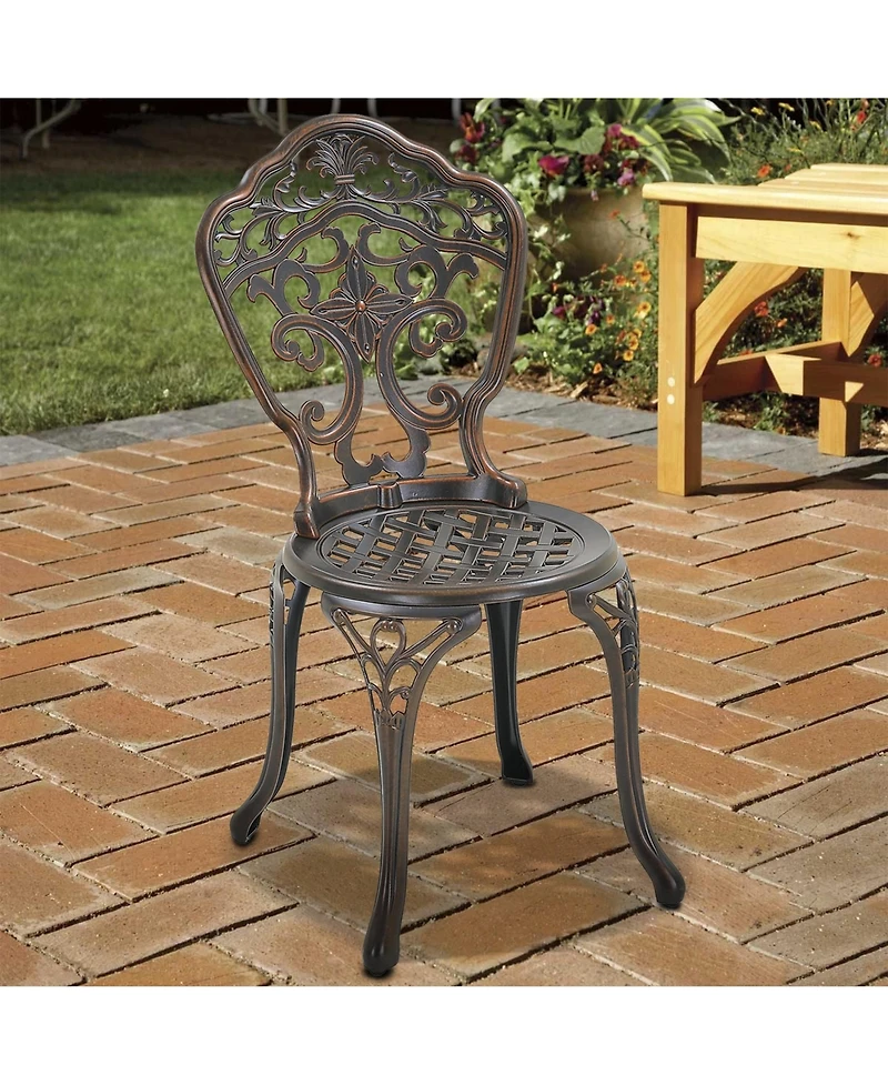 Outdoor Dining Chair Set of 2, Cast Aluminium Patio Chairs Outdoor Bistro Chairs, Bronze
