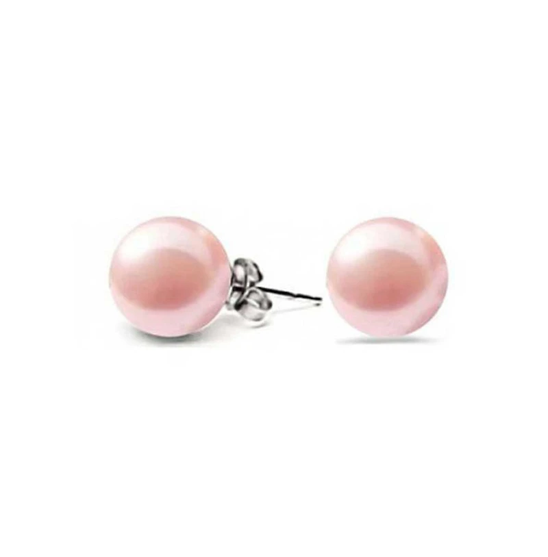 Bling Jewelry Set Of 3 White Black Pink Simulated Pearl Stud Ball Earrings Sterling Silver 8MM