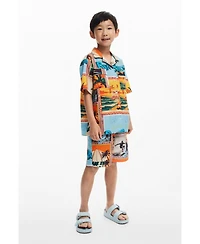 Desigual Boys Boys's Tropical postcards shirt