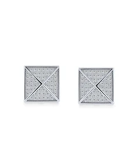 Bling Jewelry Geometric Square Cubic Zirconia Pave Cz Pyramid Stud Earrings .925 Sterling Silver