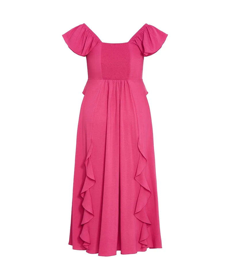 City Chic Plus Fee Frill Maxi Dress