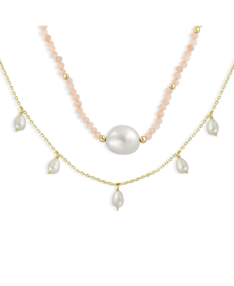 Bling Jewelry Boho Dainty Minimalist Simple Delicate Layered Multi Strand Nature Pink Thin Cultured White Baroque Pearl Strands Necklace Choker Yellow