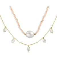 Bling Jewelry Boho Dainty Minimalist Simple Delicate Layered Multi Strand Nature Pink Thin Cultured White Baroque Pearl Strands Necklace Choker Yellow