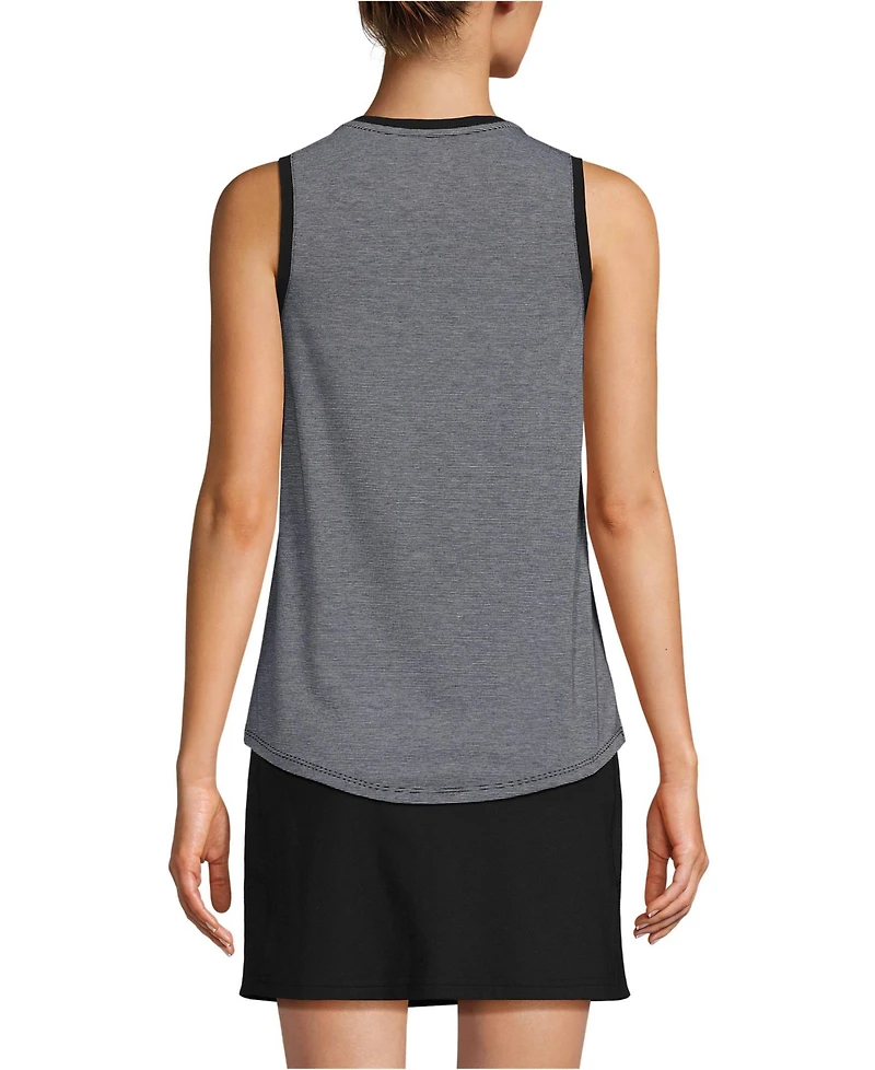 Lands' End Women's Sleeveless Power Performance Scoop Neck Curved Hem Tunic Tank