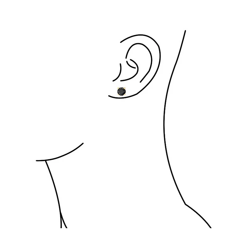 Bling Jewelry 2CT Black Round Stud Earrings Cubic Zirconia Solitaire Cz Gold Plated .925 Sterling Silver 8MM