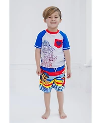 Paw Patrol Toddler Boys Upf 50+ Rash Guard and Swim Trunks Outfit Set