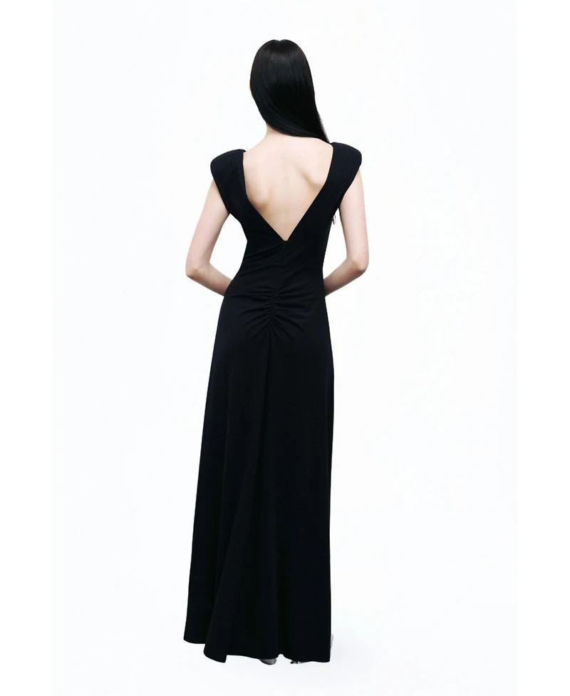 Nocturne Women's Padded Shoulder Maxi Dress