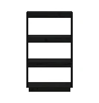 Book Cabinet/Room Divider Black 23.6"x13.8"x40.6" Solid Wood Pine