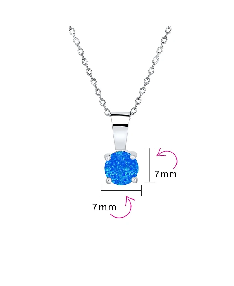 Bling Jewelry Classic 1CT Round iridescent Orange White Blue Solitaire Created Opal Pendant Necklace Rose Gold Plated .925 Sterling Silver