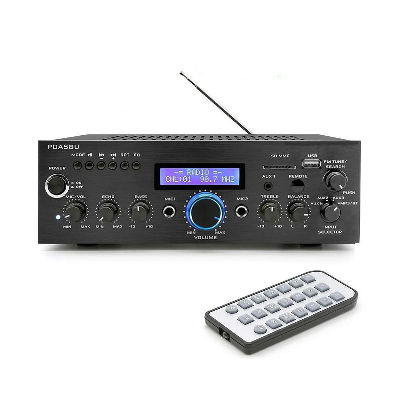 Pyle Bluetooth Stereo Amplifier Receiver with Fm Radio & Usb - PDA5BU