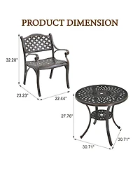 5-Piece Cast Aluminum Outdoor Furniture Patio Dining Set Table with Umbrella Hole Chairs