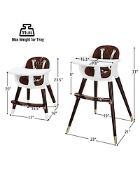 3-In-1 Adjustable Baby High Chair with Soft Seat Cushion for Toddlers