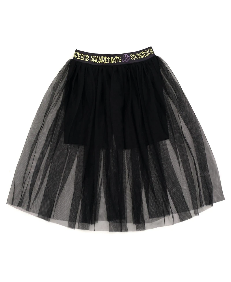 SpongeBob SquarePants Toddler Girls Cropped Boxy Drop Shoulder T-Shirt and Mesh Tulle Skort
