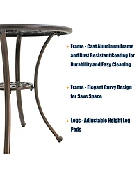 Bistro Table and Chairs Set of 3 Outdoor Bistro Set 3 Piece Cast Aluminum Patio Dining Set Round Patio Table with Umbrella Hole, Bronze