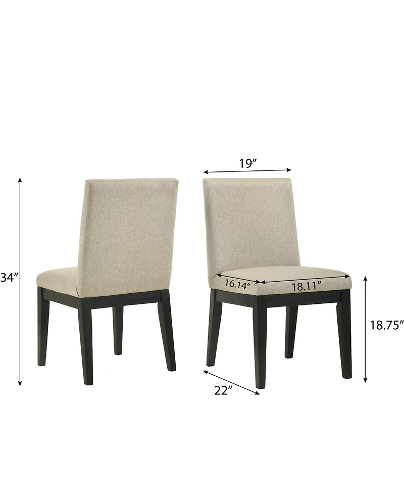 Streamdale Furniture Rocco Contemporary Solid Wood Dining Chairs, Set of 2, Beige