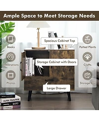 Mid Century Storage Cabinet with 2 Doors and 1 Pull-out Drawer