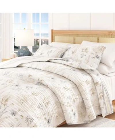 Linery Co. Coastal Coral Stitched Quilt Set With Shams