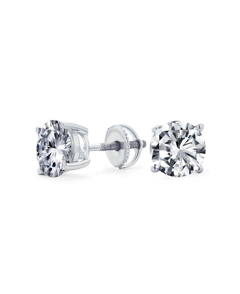 Bling Jewelry Cubic Zirconia Stud Earrings Screwback Gold Plated Sterling Silver