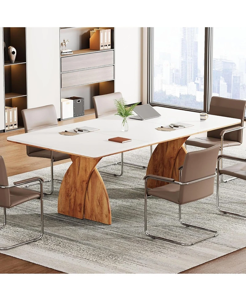 Tribesigns 6FT Conference Table for 6-8 People, Meeting Table with Crossed Legs, Industrial Business Training Desk for Office Conference, Meeting Room