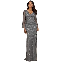 Lara Women's Long Sleeve Beaded Gown