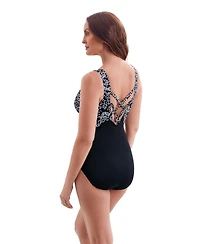 Longitude by Mimi Flamingo Twinkling Lights Double X Back Tank One Piece Swimsuit
