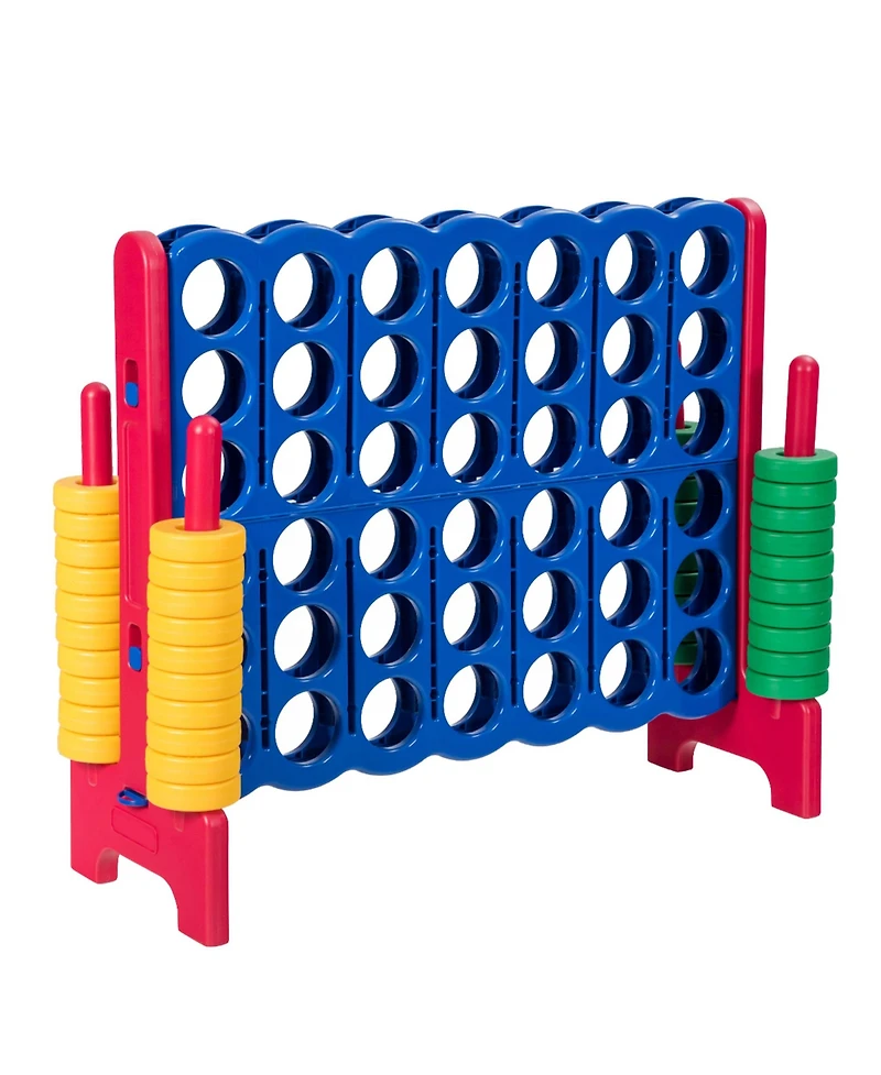 Gymax Jumbo 4-to-Score Game Set Giant 4 in A Row Kids Adults w/ 42 Jumbo Rings