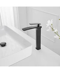 Single Hole Handle Bathroom Vessel Sink Faucet With Pop Up Drain Without Overflow Polished Chrome