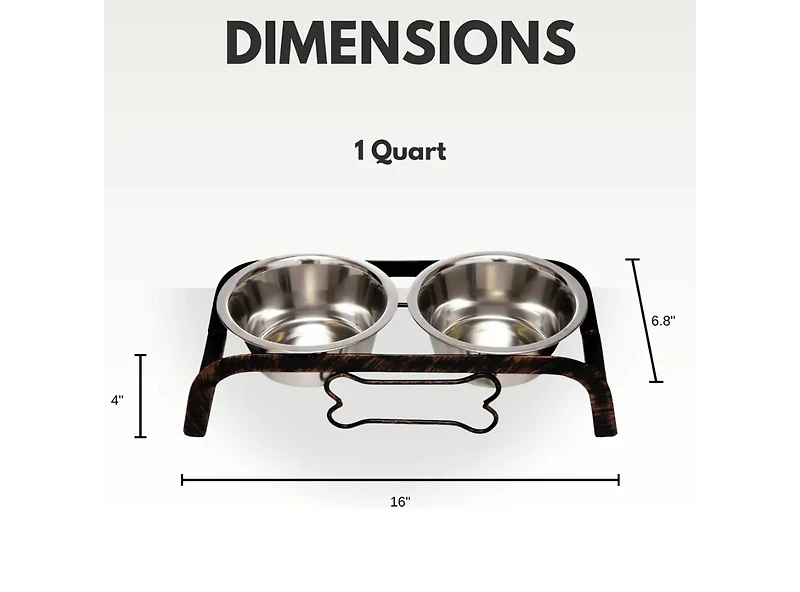 Country Living Rustic Dog Bone Elevated Feeder with 2 Stainless Steel Bowls (2 qts Each)
