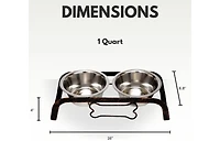 Country Living Rustic Dog Bone Elevated Feeder with 2 Stainless Steel Bowls (2 qts Each)