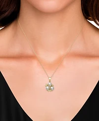 Belle De Mer Cultured Freshwater Pearl (6-7mm) & Diamond Accent Flower Cluster 18" Pendant Necklace in 14k Gold