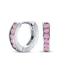 Bling Jewelry Delicate Tiny Cz Channel Set Huggie Hoop Earrings Sterling Silver