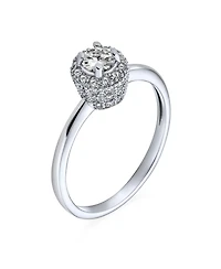 Bling Jewelry Classic Carney Yellow Emerald Green Cz Halo Round Solitaire Promise Ring .925 Sterling Silver 14K Gold Plated Cubic Zirconia Pave Side S