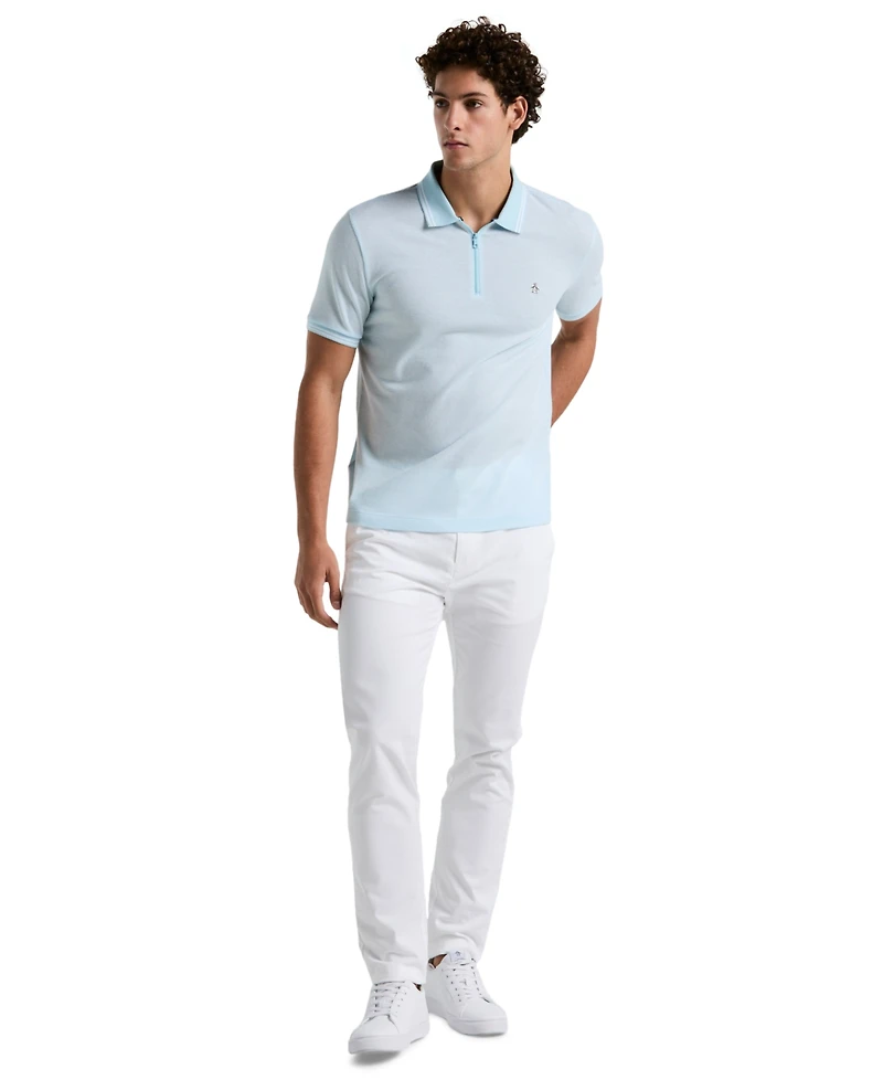 Original Penguin Men's Quarter-Zip Jacquard Polo Shirt