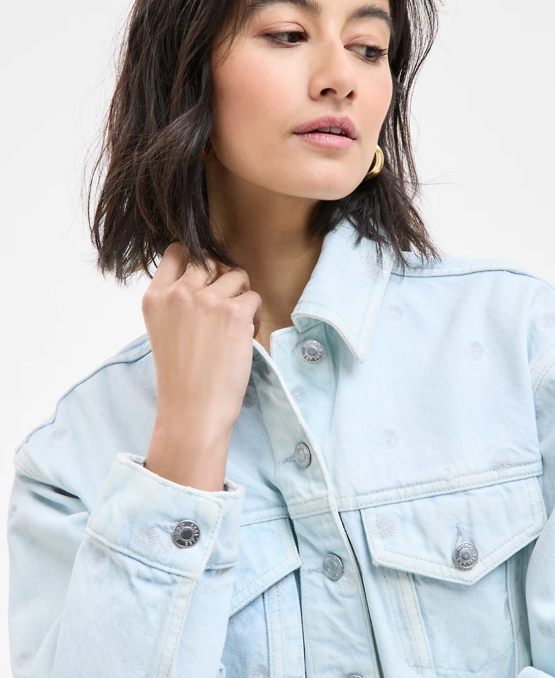 Hugo Women's Cotton Relaxed-Fit Cropped Denim Jacket