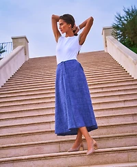Vince Camuto Women's Linen-Blend Chambray Midi Skirt