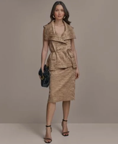 Donna Karan New York Womens Crinkle Satin Vest Pencil Skirt
