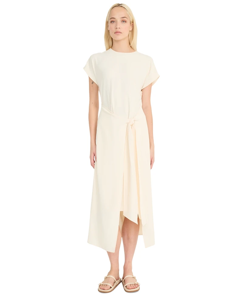 Luxely Women's Tie-Front Short-Sleeve Faux-Wrap Midi Dress