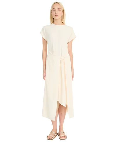 Luxely Women's Tie-Front Short-Sleeve Faux-Wrap Midi Dress