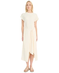 Luxely Women's Tie-Front Short-Sleeve Faux-Wrap Midi Dress