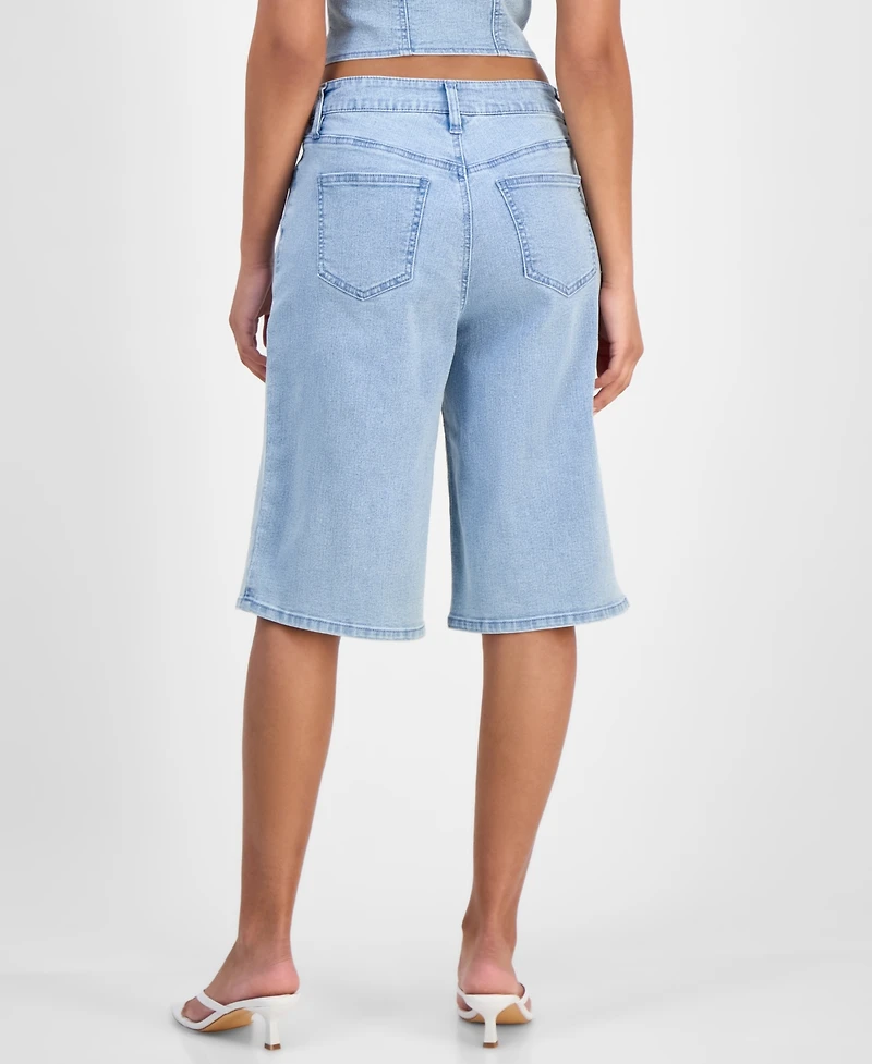 Bar Iii Women's Stud-Front Denim Bermuda Shorts, Exclusively at Macy's